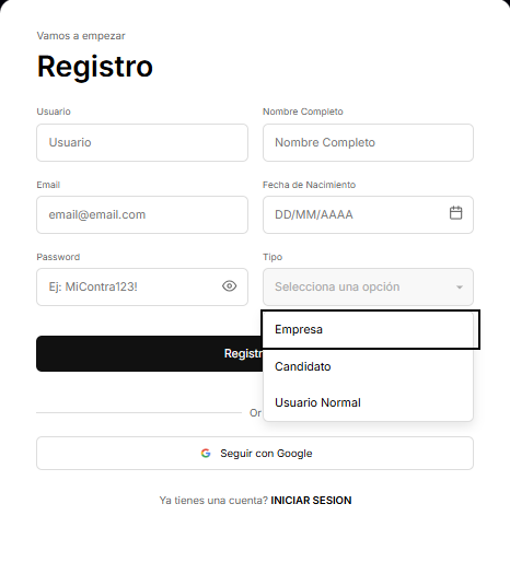 Formulario de Registro